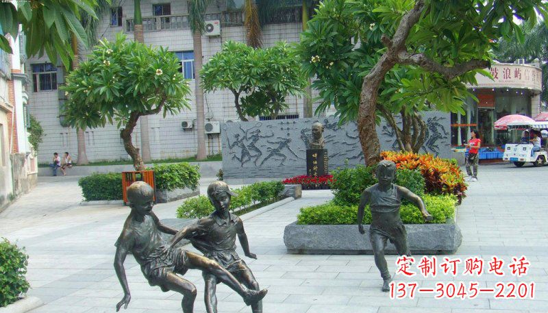 聊城匠心细作,精致铜雕足球小孩