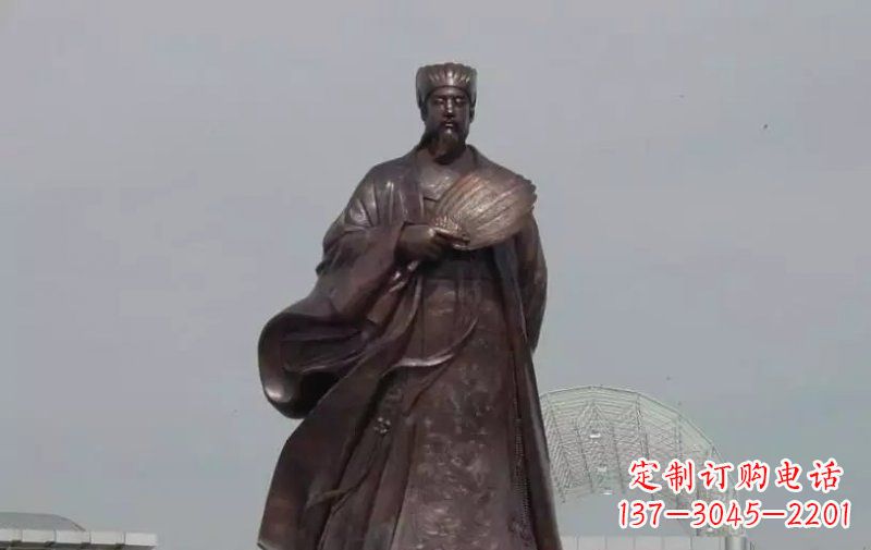 聊城广场诸葛亮古代名人铜雕