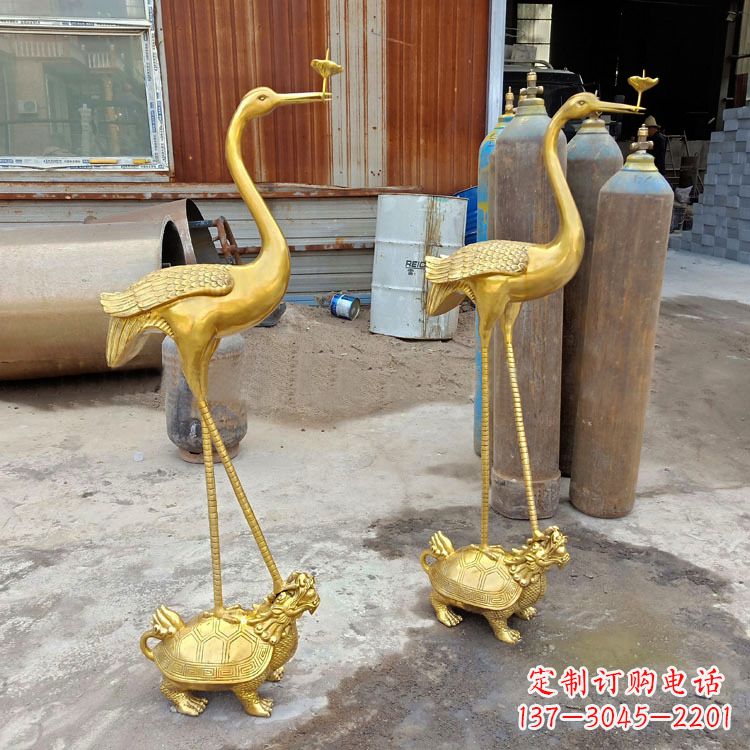 聊城精美的仙鹤铜雕,延年受益
