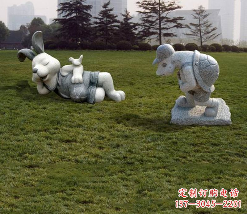 聊城中领雕塑独特的石雕兔子