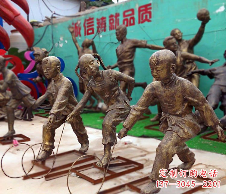 聊城滚铁环为您的小宝定制精美儿童铜雕