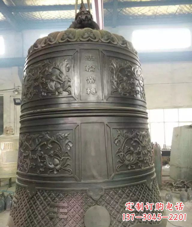 聊城国泰民安铜钟寺庙铜雕-传统工艺精美的铜钟雕塑