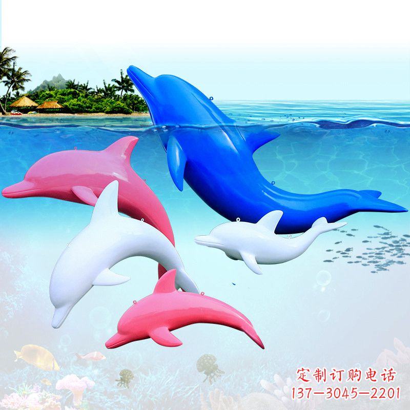 聊城海豚彩绘玻璃钢雕塑