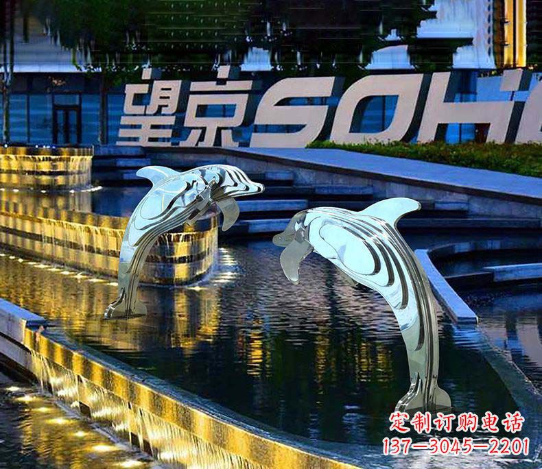 聊城海洋之恋不锈钢海豚雕塑