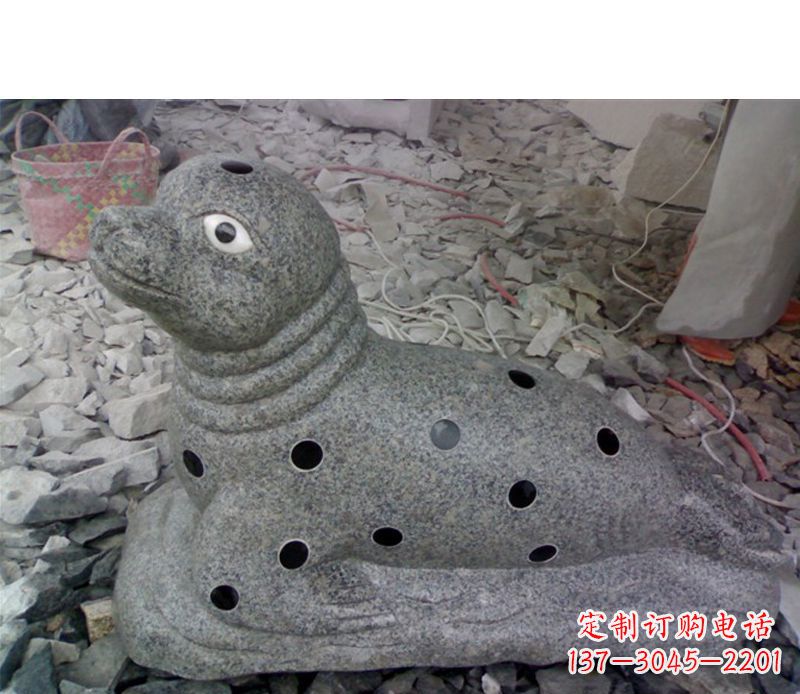 聊城海洋动物小海豹石雕