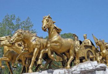 聊城中领雕塑：精美古典马车铜雕