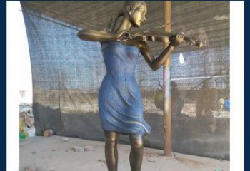 聊城精美细腻的西方美女拉小提琴人物雕塑