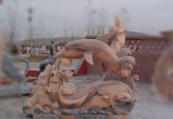聊城海豚海浪石雕，精美艺术品