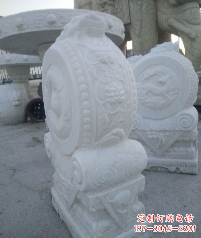 聊城汉白玉抱鼓石门墩雕塑