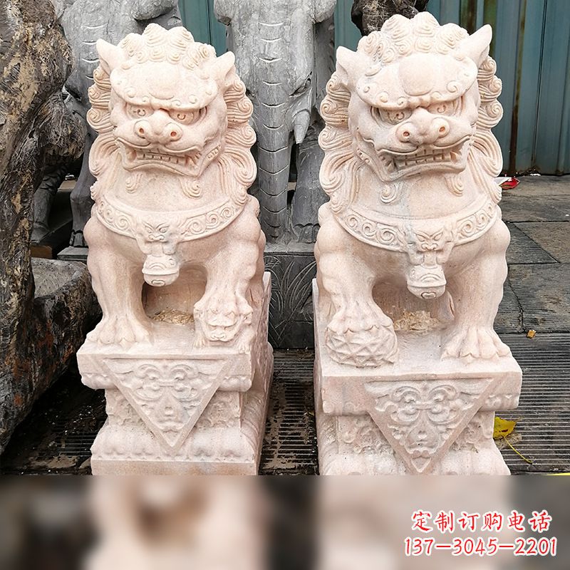 聊城汉白玉狮子雕塑,独特雕刻,展现狮子雄势