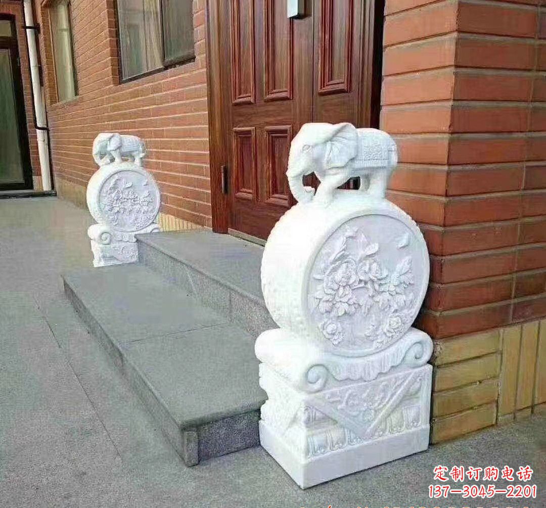 聊城汉白玉大象门墩石雕