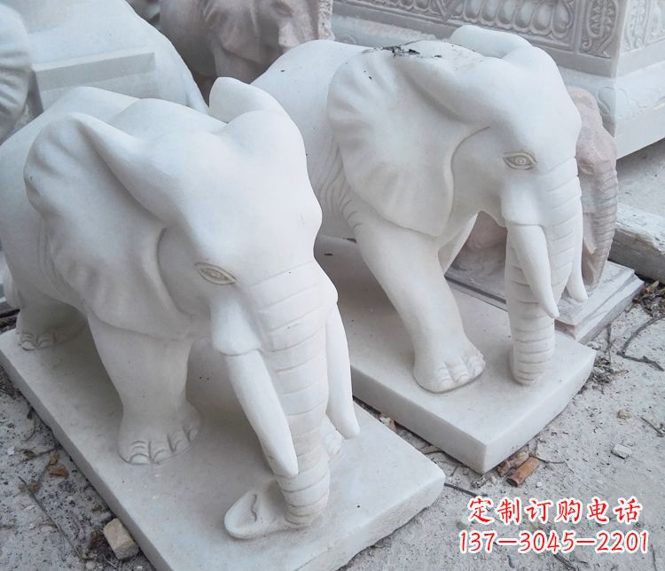 聊城汉白玉大象公园动物石雕