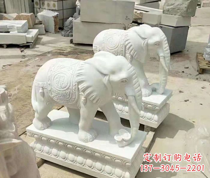 聊城汉白玉大象招财动物石雕