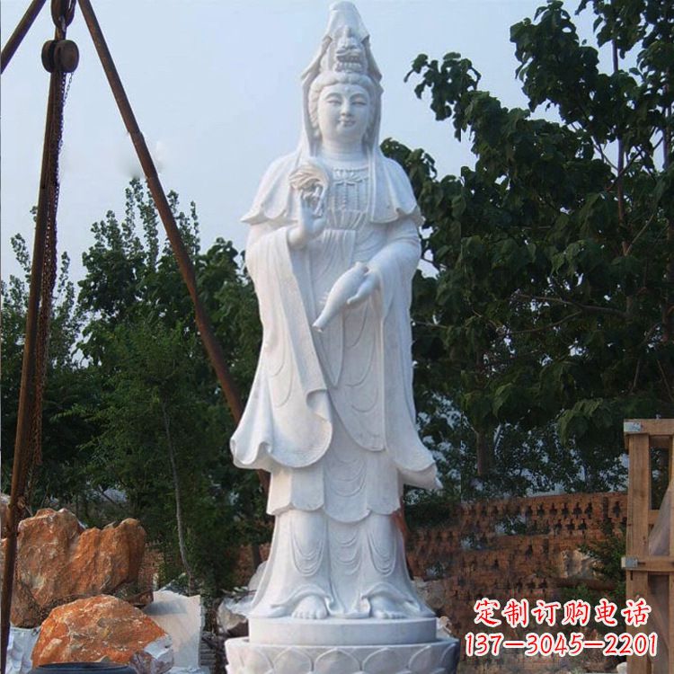 聊城汉白玉滴水观音石雕