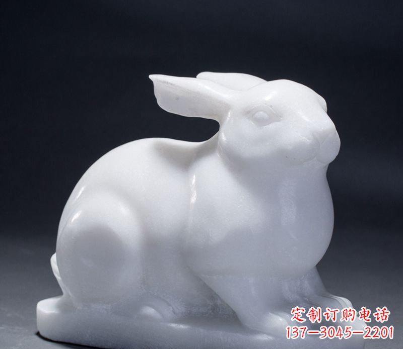 聊城精致汉白玉兔子雕塑