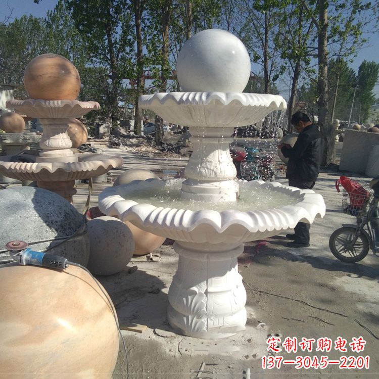 聊城汉白玉风水球,高端定制雕塑