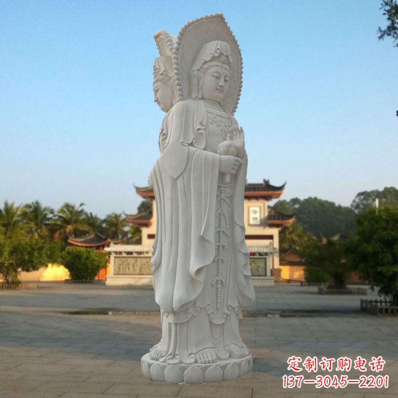 聊城汉白玉佛像雕塑之三面观音