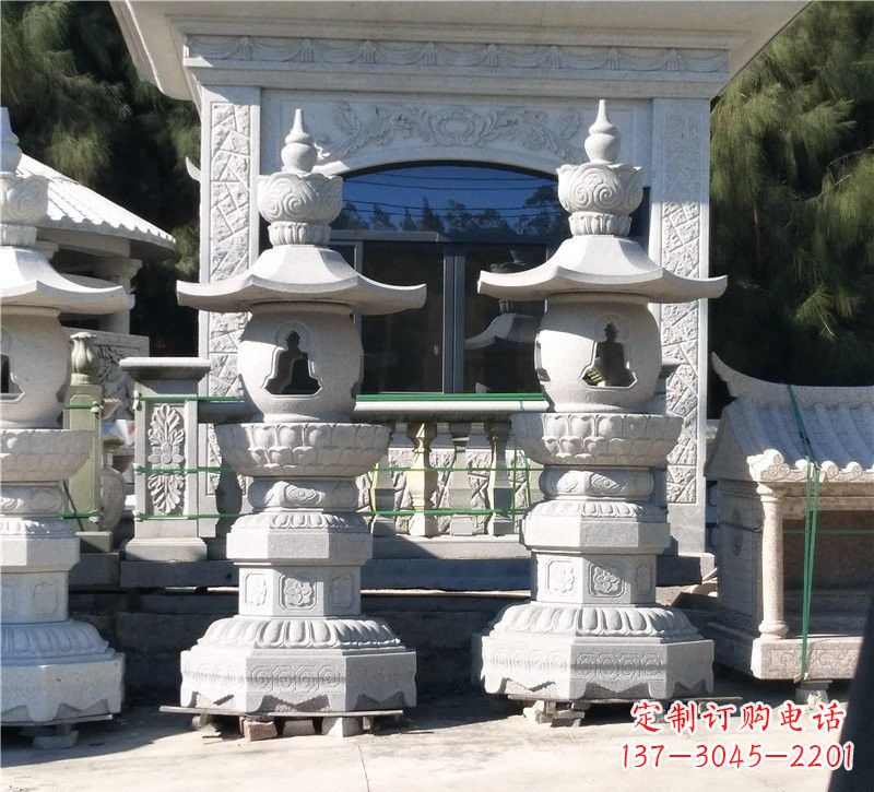 聊城汉白玉公园灯笼雕塑