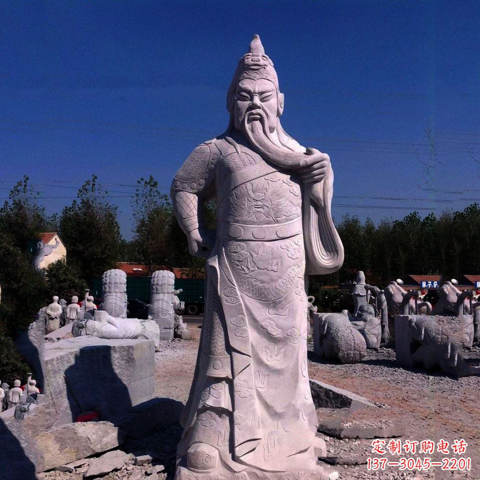 聊城中领雕塑-精致关羽石雕塑