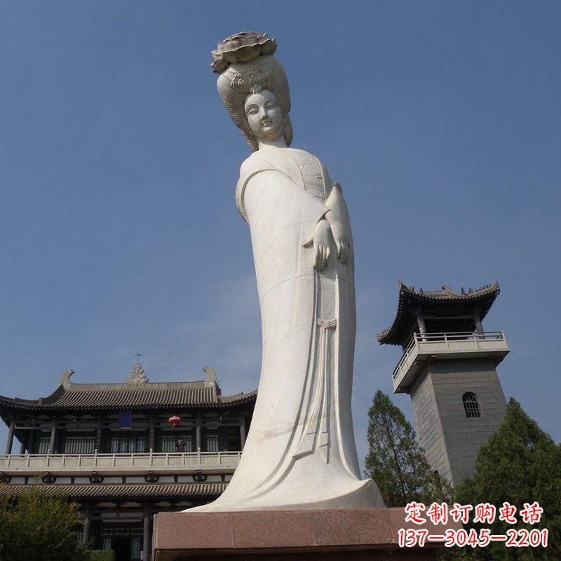 聊城汉白玉贵妃石雕像-精美绝伦的杨玉环雕像