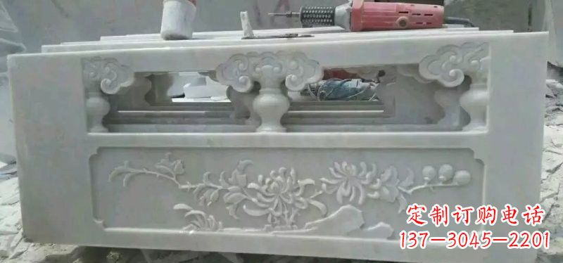 聊城汉白玉花朵浮雕栏板,精致深具视觉立体感