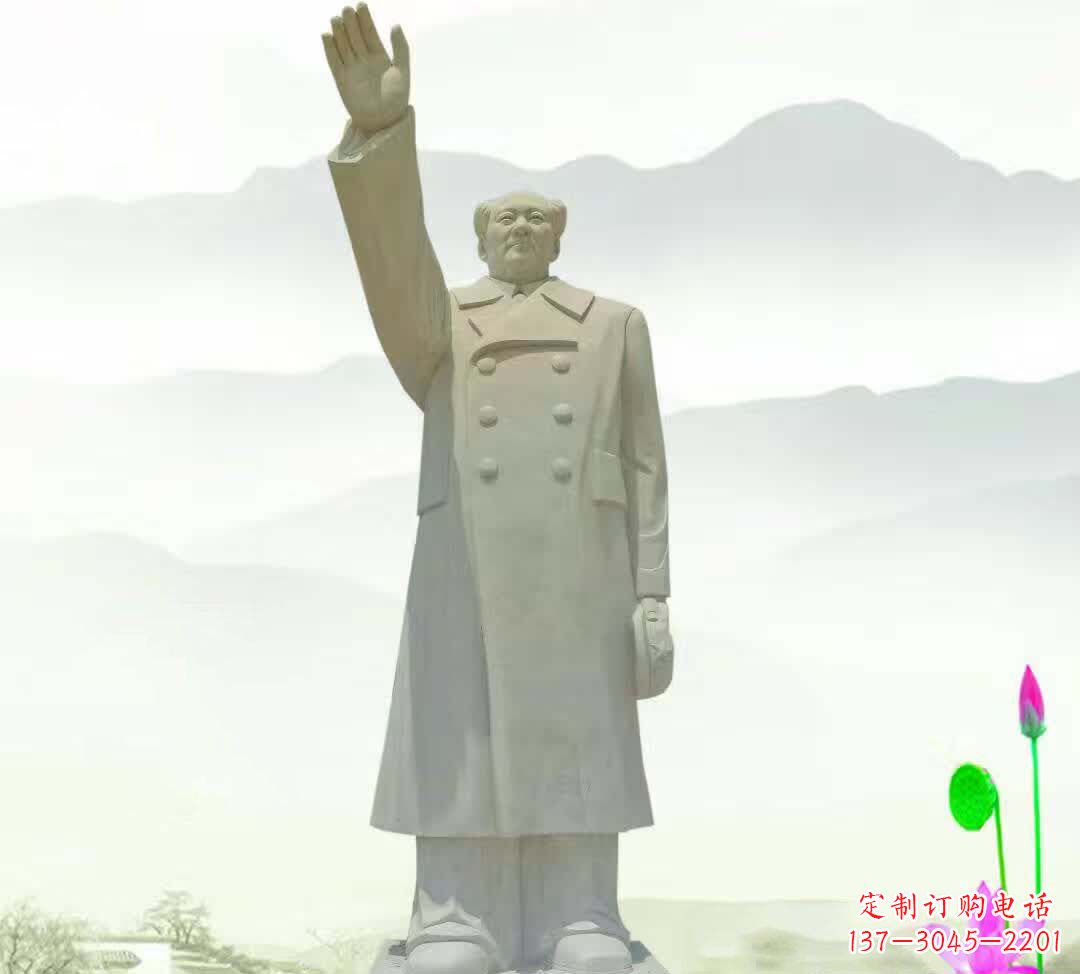 聊城汉白玉打造的毛泽东雕塑