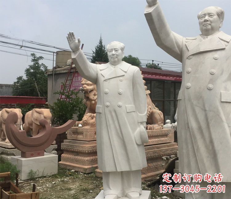 聊城雕刻伟人的光辉历史——汉白玉挥手的毛主席广场伟人石雕