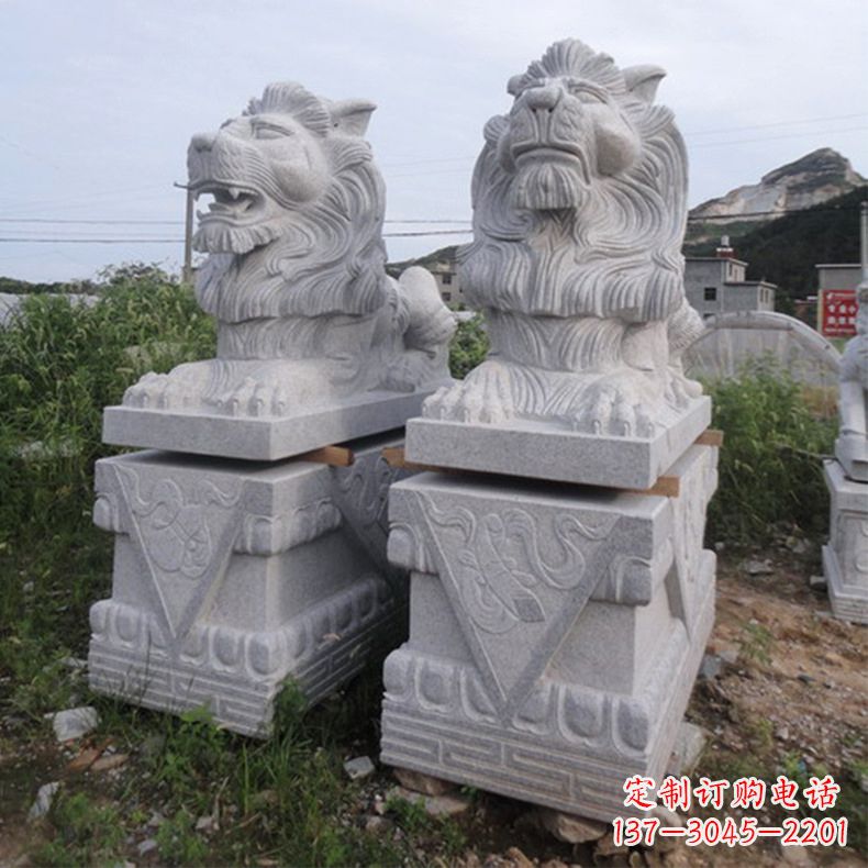 聊城汇丰狮子石雕,精美雕塑展现霸气