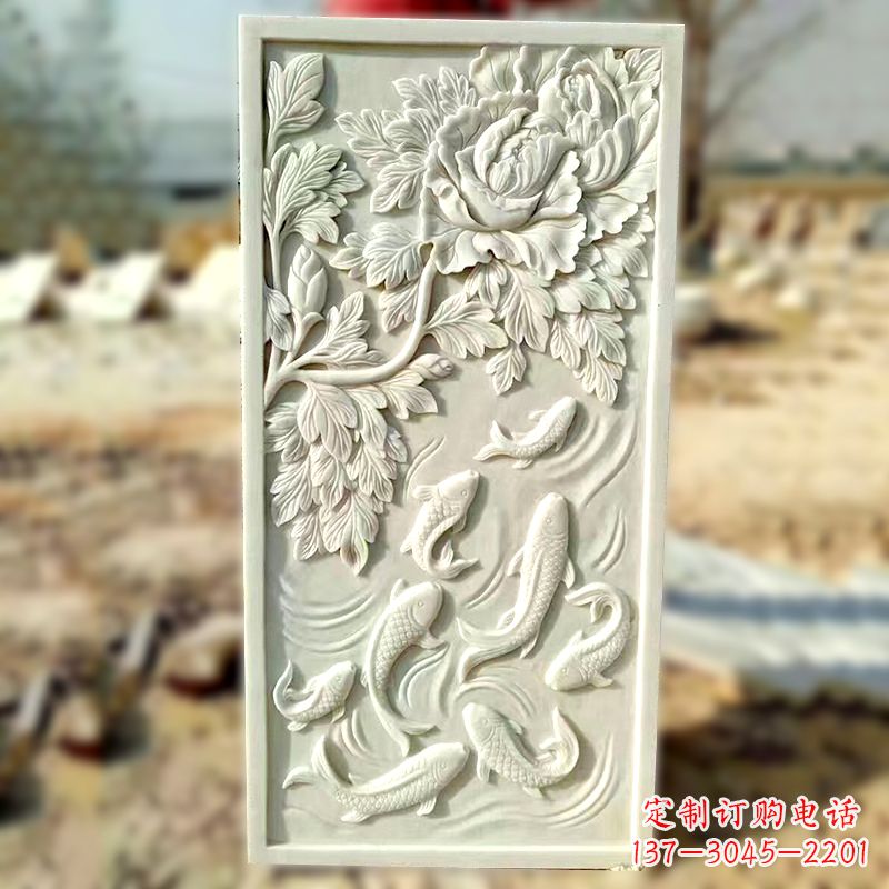 聊城汉白玉鲤鱼浮雕，精美彰显睿智之美