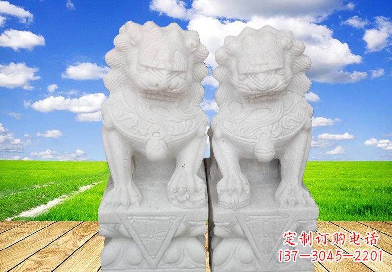 聊城汉白玉看门狮子石雕