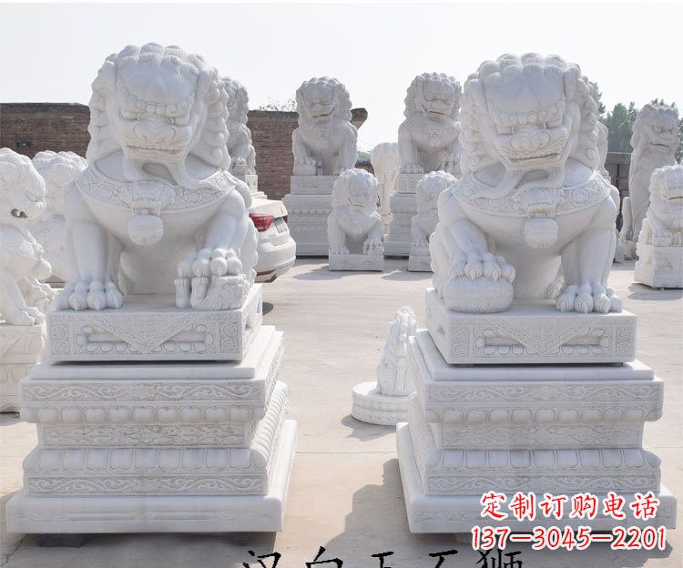 聊城汉白玉看门狮子雕塑