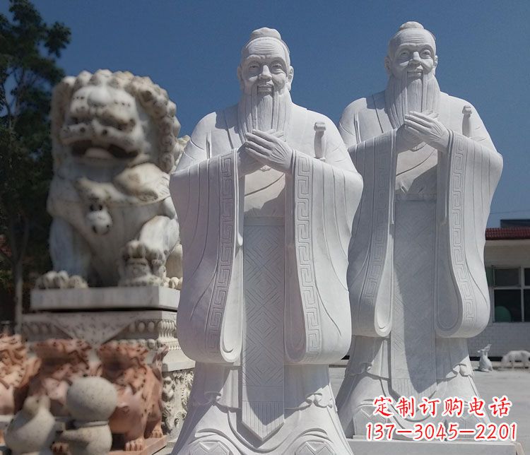 聊城以瑰丽石雕塑令孔子长存——汉白玉孔子校园古代名人石雕