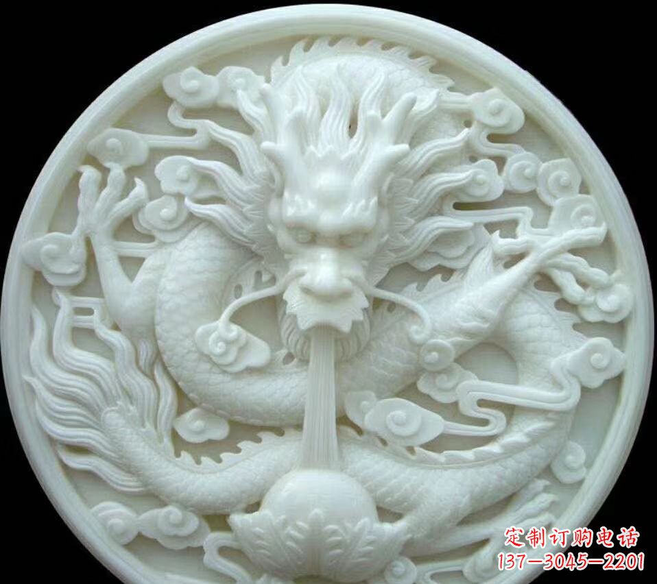 聊城汉白玉雕刻龙头摆件,悠然吟诗引领风尚