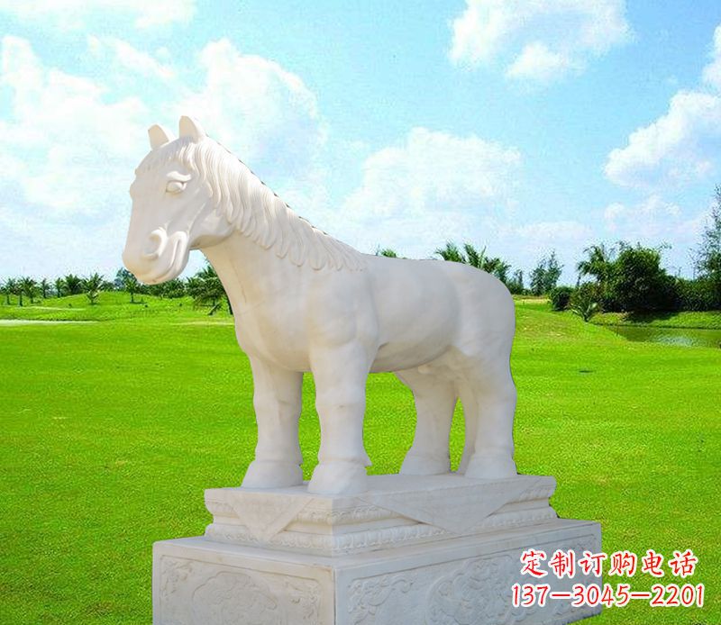聊城汉白玉马石精美动物雕塑