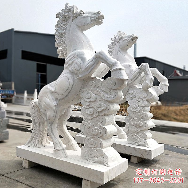 聊城精美马踏祥云石雕,栩栩如生