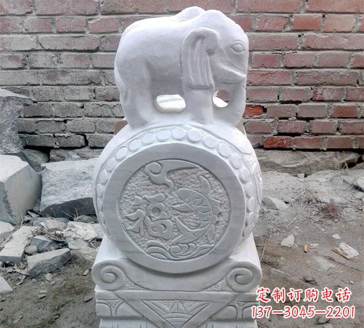 聊城汉白玉门口大象抱鼓石