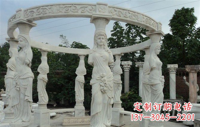 聊城汉白玉欧式凉亭雕塑,尽享悠然凉意