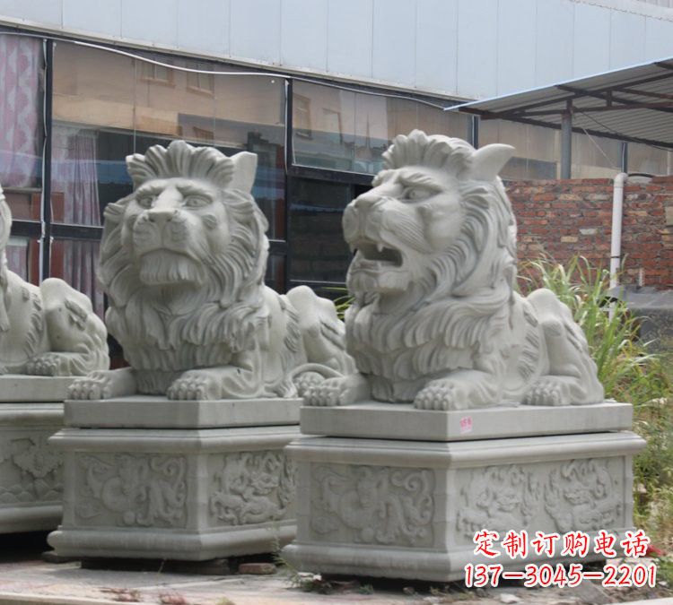 聊城汉白玉狮子雕塑,欧式风格精美雕塑