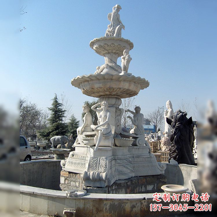 聊城精美汉白玉欧式人物喷泉雕塑