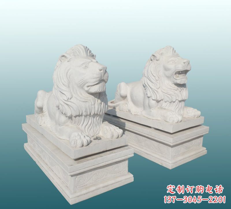 聊城汉白玉狮子雕塑,来自中领雕塑精美设计