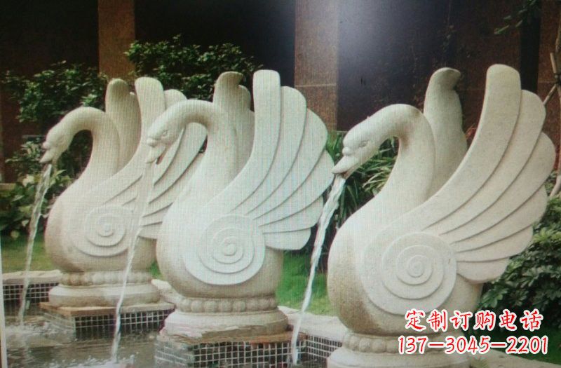 聊城汉白玉喷水天鹅石雕