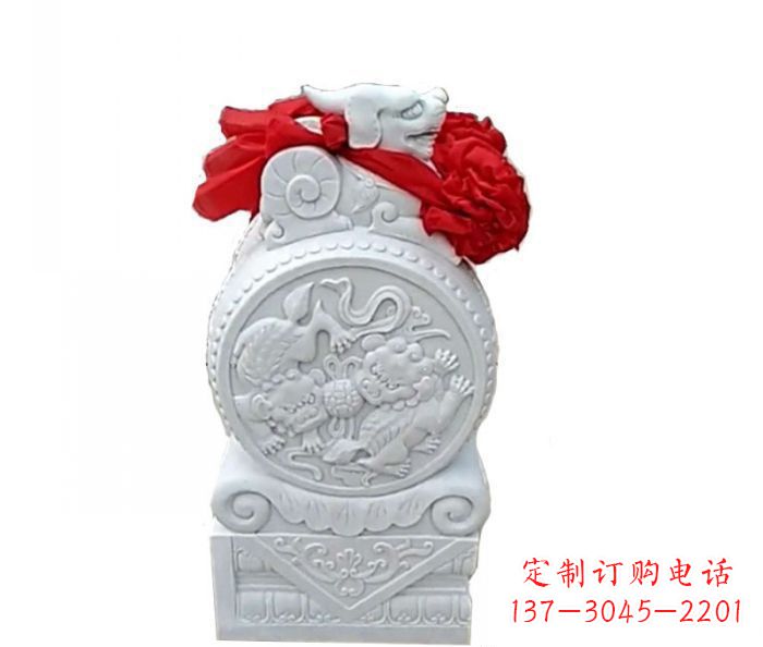 聊城中领雕塑的精美玉石门墩雕塑是一个经过精心…