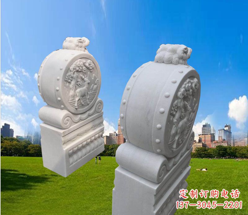 聊城精致的汉白玉门墩雕塑