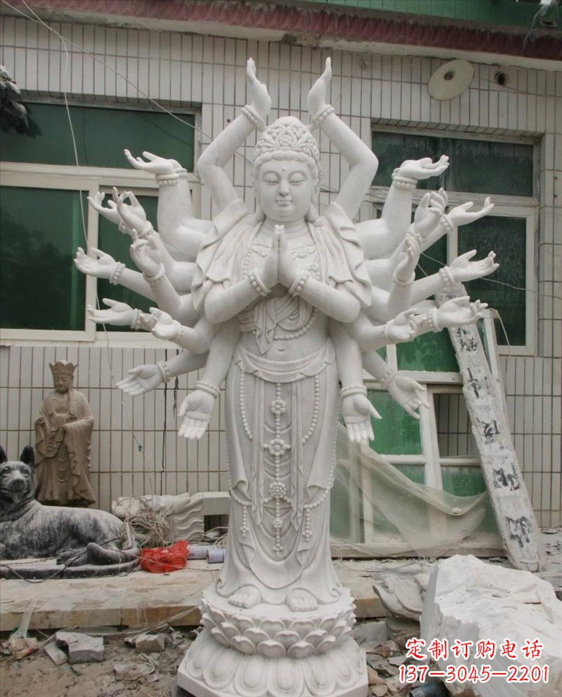 聊城汉白玉千手观音雕塑,精致细腻,深具宗教意义