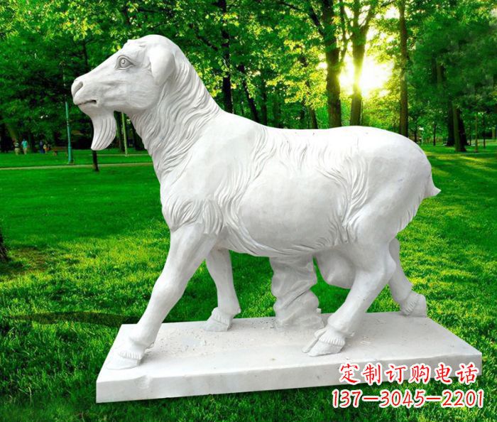 聊城中领雕塑:精美山羊石雕