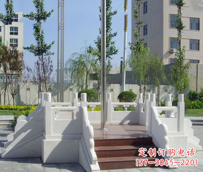 聊城汉白玉升旗台校园石雕 (2)
