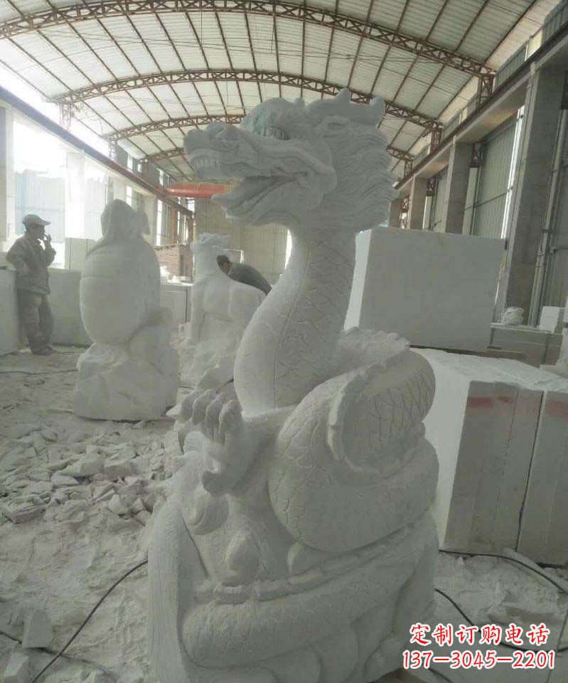 聊城高品质汉白玉生肖龙雕塑