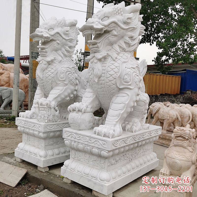 聊城汉白玉石雕麒麟