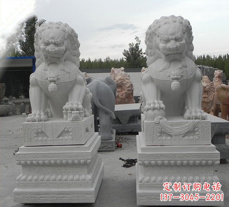 聊城汉白玉守门狮子雕塑