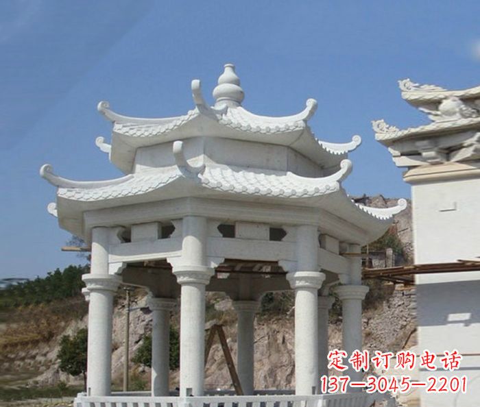 聊城汉白玉双层石雕凉亭